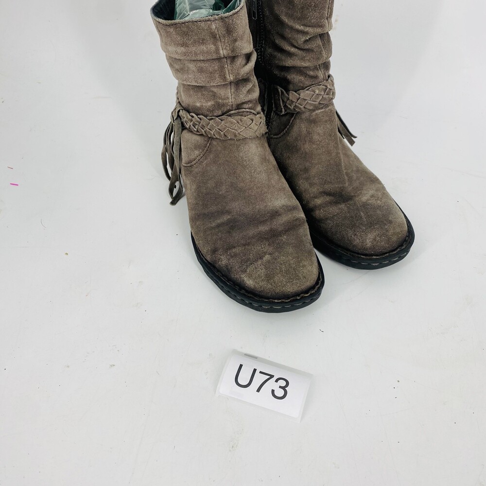 Born Ouvea Distressed Grey Suede Ankle Boots Braided Straps Size 7.5 Western - Picture 2 of 11